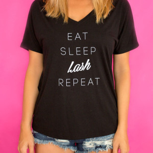 LASH+LOVE APPAREL Eat Sleep Lash Repeat Black Tee