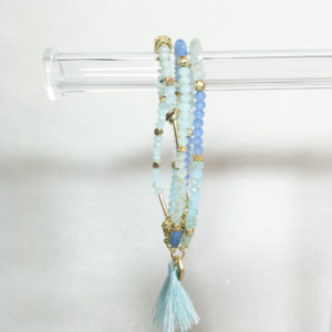 Blue Tassel Beaded Bracelet Stack