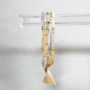 Peach Tassel Beaded Bracelet Stack