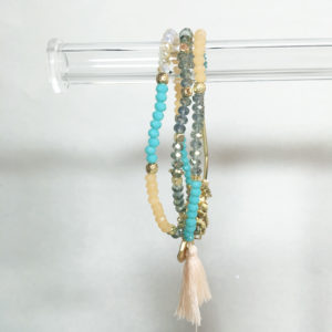 Multi-Color Tassel Beaded Bracelet Stack