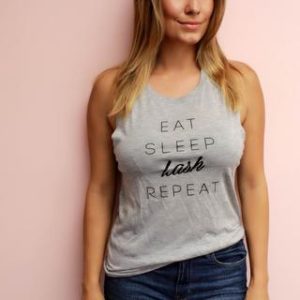 LASH+LOVE APPAREL Eat, Sleep, Lash, Repeat Grey Tank