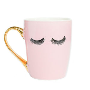 Sweet Water Pink Eyelashes Gold Coffee Mug