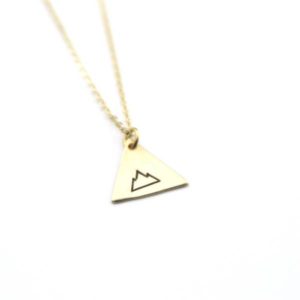 Geometric Mountain – Brass Stamped Necklace