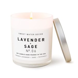 LAVENDER AND SAGE SOY CANDLE | WHITE JAR CANDLE